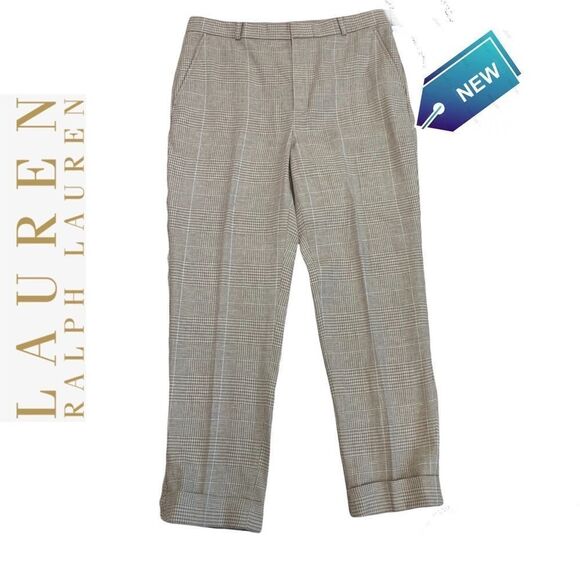 Lauren Ralph Lauren NWT tan beige plaid check pants size 8 - Picture 9 of 9